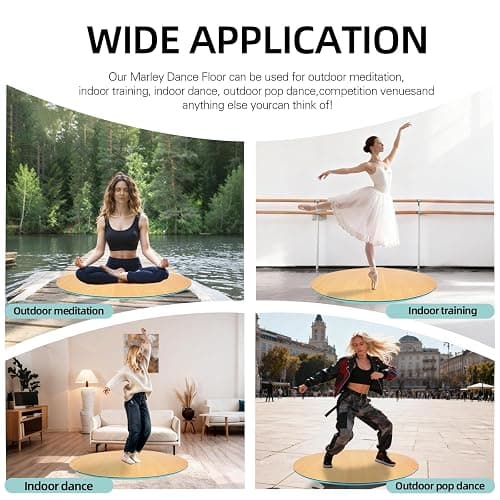 Tristcily 8mm Marley Dance Floor, 31-inch Non-Slip Portable Wood Grain PVC Dance mat with a Smooth Surface for Ballet, Jazz and pop Dance, Ideal for Home Studios and Outdoor use thumbnail 7