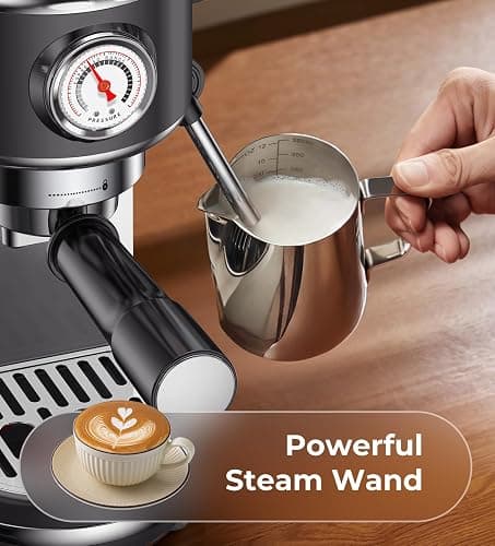 atatix 20 Bar Espresso Machine with Milk Frother, Compact Espresso Maker, Stainless Steel Coffee Machine with Precise Temp Control & 44oz Removable Water Tank for Latte, Cappuccino, Dark Grey thumbnail 7