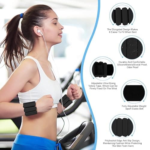 Wrist Weights Set of 2, Wearable Arm & Leg Weights for Women & Men, Adjustable Wrist Ankle Weights for Walking, Yoga, Swimming, Gym, 2lb thumbnail 3