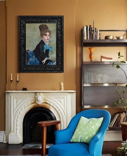 FOLKOR Retro Canvas Frame for 24x36 Vintage Wall Art Prints, 2.6" DIY Wood Plein Air Frames for French Countryside Still Life Paintings Home Office Hallway Guest Room Decor, No Glass & Back (Black) thumbnail 8