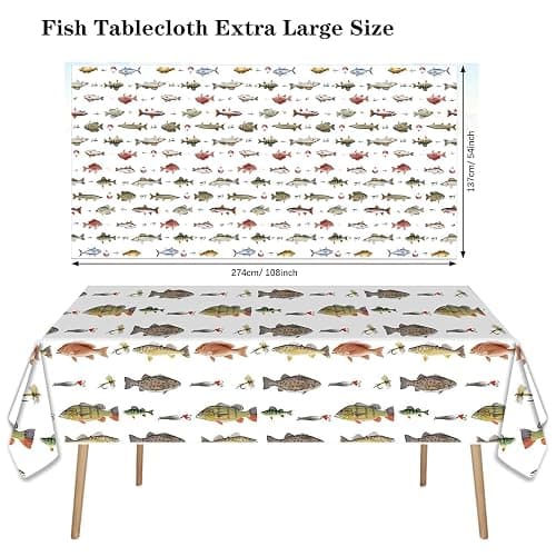 Vyntrago 3PCS Fishing Table Cloth, Plastic Party Tablecloth Decorations (54" x 108") Disposable Fish Party Supplies Table Cover, for Little Fisherman Decorations, Birthday thumbnail 3