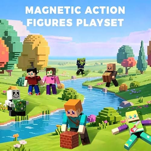 Magnevia 20 Pcs Magnetic Action Figures Playset, Magnetic Building Block Toys with Magnetic Cubes, 360° Rotating Arms and Legs, Creative Play Set for Kids 6+, Birthday Gifts for Boys Girls thumbnail 3