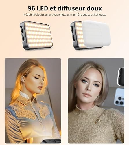 TONEOF Lampe Selfie Portable Rechargeable,Coque Souple avec Support Intégré | Coque souple et support intégré, luminosité multiple réglable pour visioconférence et création de contenu thumbnail 3