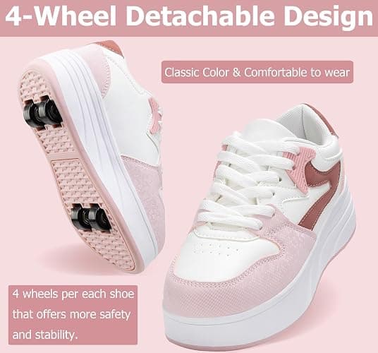 ANEFUN Roller Skate Shoes for Women Girls Sneakers with Detachable Wheels Sport Shoe Suitable for Halloween Christmas Birthday Party Gifts thumbnail 3