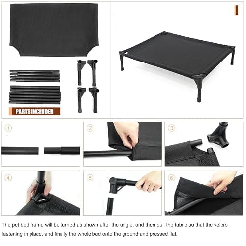 Garnpet XL Elevated Dog Bed for Large Dogs, Extra Raised Dog Cot Beds, Heavy Duty Pet Cots with Durable Supportive Teslin Recyclable Mesh, Indoor & Outdoor Pet Bed thumbnail 7