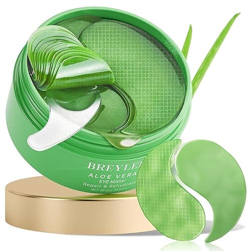 BREYLEE Aloe Vera Eye Masks– 60 Pcs - Puffy Eyes and Dark Circles Treatments – Look Younger and Reduce Wrinkles and Fine Lines Undereye, Improve and Firm eye Skin - Pure Natural Material Extraction | Puffy Eyes Dark Circles Anti-Aging Reduce Wrinkles and Fine Lines Improve and Firm Eye Skin Pure Natural Material Extraction - Image 1