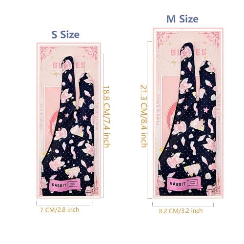 Artist Drawing Glove for Graphic Drawing Tablet, Fits Left and Right Hand | Two Fingers Digital Art Glove for Drawing Tablet, iPad, Monitor Painting, Paper Sketching(BlackPink, Size M, 3.2x8.4inch) thumbnail 7