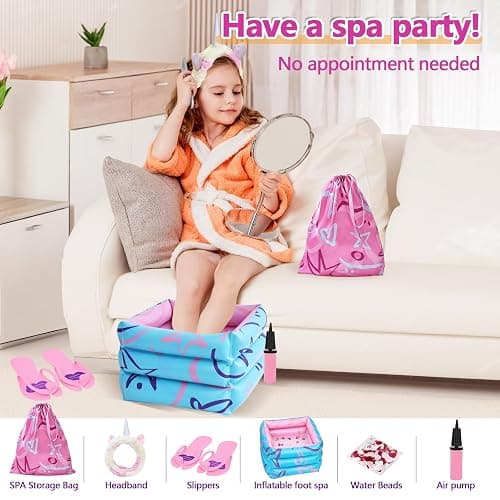 Kids Spa Kit for Girls, Foot Spa Day Kit for Girls, Girl Stuff for Manicures Pedicure, Nail Art Salon Kit Christmas Birthday Gift for 6 7 8 9 10-12 Years Old Girl thumbnail 4