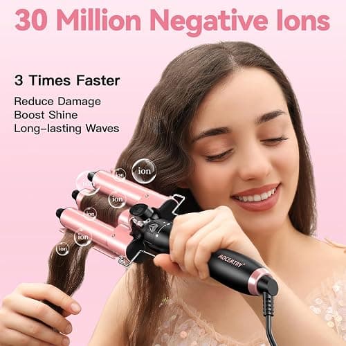 MOCEMTRY 5 in 1 Curling Wand Set (0.35"-1.25") with 3 Barrel Hair Crimper, Bubble Curling Wand and 3 Ceramic Barrels, Curling Iron 1 inch Crimper Hair Tool Waver with Two Temp Control, Gifts for Women thumbnail 4