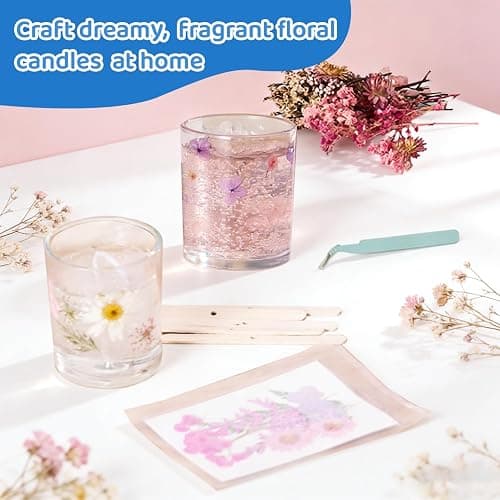 DIY Jelly Wax Candle Making Kit with Jars - Complete Transparent Gel Candle Maker Kit, Ocean Theme Gel Kit & Floral Jelly Wax Set, Includes Dried Flowers, Shells & Essential Oils thumbnail 5