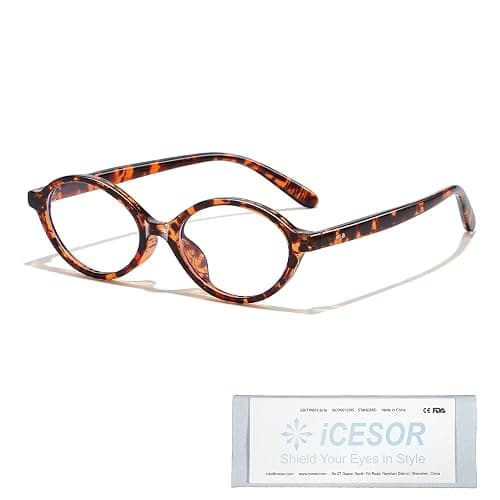 Icesor Oval Blue Light Blocking Glasses Vintage Y2K Anti Eyestrain Protection TV Computer Gaming for Women Reno thumbnail 8