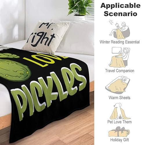 Pickle Blanket for Girls - 50x60 Inches Throw Size - Soft Fuzzy Plush Throws Gift - Colorful Funny Throw Blanket for Bed, Couch, Sofa thumbnail 7