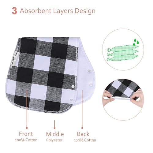 Benoxine Baby Burp Cloths & Baby Bibs 2-in-1 Design Large Size 3 Layers Thicken Cotton Super Absorbent and Soft Baby Spit Up Burping Rags Baby Burp Cloth Set for Boys and Girls Solid 12 Pack thumbnail 5