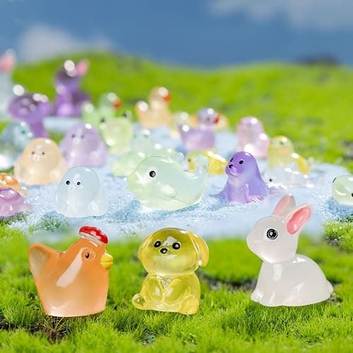 114pcs Luminous Mini Resin Animals 15 Types in the Dark to Hide Miniature Resin Animals Figures Glow in the Dark Small Plastic Ocean Animal for Fairy Garden Micro Landscaping Dollhouse Home Decor Part thumbnail 7