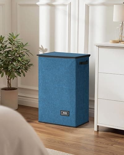 SOLEDI Laundry Hamper with Lid 90L Large & Tall Collapsible Laundry Basket, Clothes Hamper with Bag Removable Easy to Carry, Dirty Hampers for Bedroom, Bathroom, Dorm, College, Blue thumbnail 8