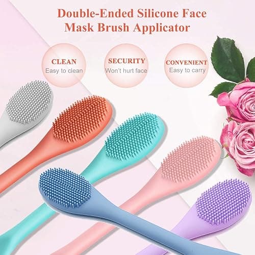 REVEX Pore Cleaning Brush,Face Scrubber,Exfoliating Pore Scrubber,2Pcs Silicone Face Mask Applicator,Mask Applicator Tool for Facial Mud,Face Brush for Women Men.(Pink+PurPle) thumbnail 7