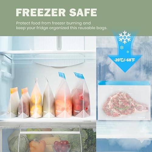 IDEATECH Reusable Bags Dishwasher Safe, BPA Free Reusable Gallon Freezer Bags, Stand Up Leakproof Food Storage Bags for Marinate Meats, Salad Fruit, Vegetables, Home Organization -Gray 6 Gallon thumbnail 4