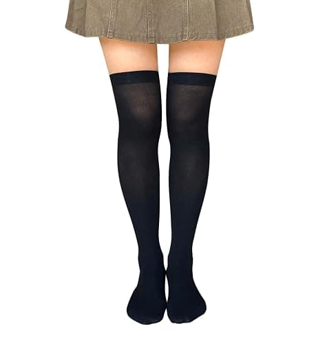 Bestjybt Women's Opaque Stretchy Nylon Over Knee Thigh High Stockings Knee High Costume Boot Socks for Daily Wear Cosplay thumbnail 5