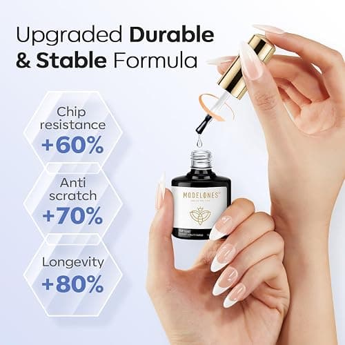 modelones Gel Top Coat, 2Pcs Clear Glossy Finish No Wipe Top Coat Winter Gel Nail Polish, Acrylic Nails Soak Off Nail Lamp Nail Art Home and Professional Manicure 10ML thumbnail 2