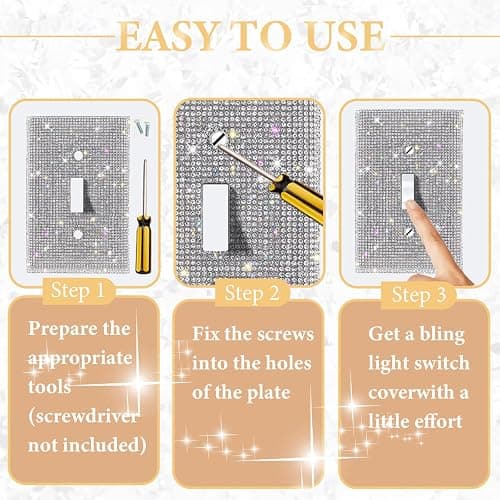 Generic Bling Light Switch Cover and sockets, Shiny Rhinestones Wall Plate Cover ，Outlet Covers ，Silver Shiny Sparkle Bling Crystal Rhinestones Wall Plate Cover, YSX-MB00 thumbnail 4