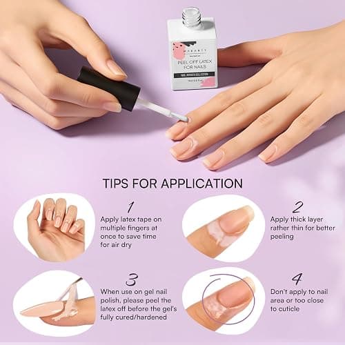 Makartt Liquid Latex for Nails: Nail Polish Barrier Peel Off for Clean Edges, Quick Dry Peel Off Cuticle Guard, Latex Tape for Nails Gel Polish, Stamping, Chrome Powder for Nail Art Home Salon Use thumbnail 7