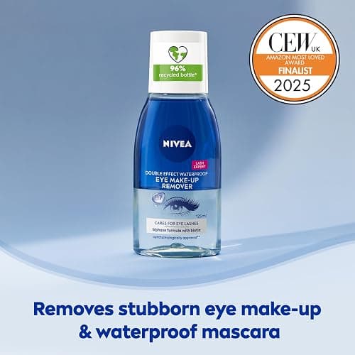 NIVEA Double Effect Waterproof Eye Make-Up Remover (125ml), Daily Use Face Cleanser for Make-Up and Mascara with Cornflower Extract and Biotin thumbnail 3