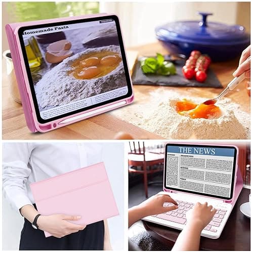 Case with Keyboard for iPad 11th Generation A16 11 inch 2025, UK layout Keyboard Case for ipad 10th Gen 2022, Slim Case with Detachable Bluetooth Keyboard and Pencil Holde for iPad 11/10 Gen, Pink thumbnail 7