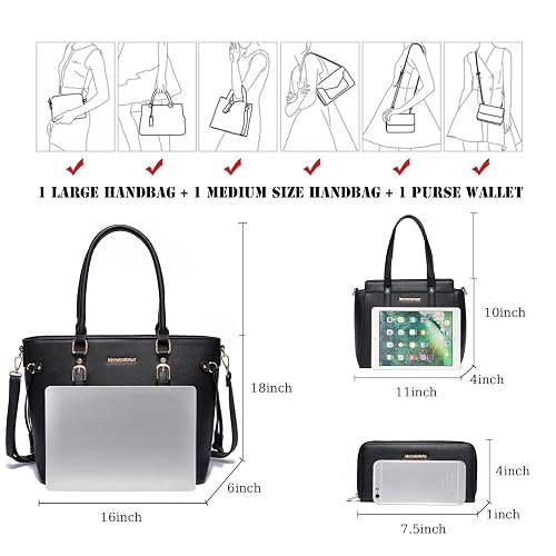 Montana West 3PCS Purses for Women Tote Bag and Wallet Set Shoulder Satchel Handbags thumbnail 6