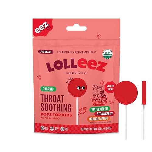 Lolleez Organic Lollipops for Kids Sore Throat Relief, Perfect for Soothing A Sore Throat While Tasting Great, Perfect for Back-to-School, Variety Pack, 28 Count - Image 1