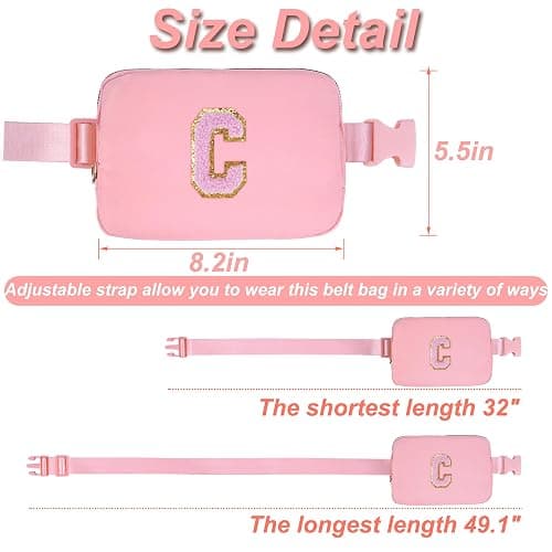 Uygafly Graduation Gifts for Girls Teen,Belt Bag for Women Girls Initial Crossbody Bag Waist Packs Teens Fanny Pack,Personalized Accessories for Preppy Cute Stuff Gifts for Teens Girls Kids | Peach,C thumbnail 2