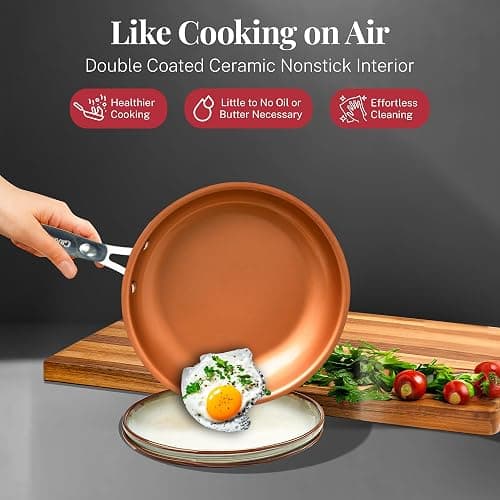 Gotham Steel 20 Pc Pots and Pans Set Nonstick Cookware + Bakeware Set, Complete Ceramic for Kitchen, Non Stick with Lids, Dishwasher / Oven Safe, Toxic - Red thumbnail 8