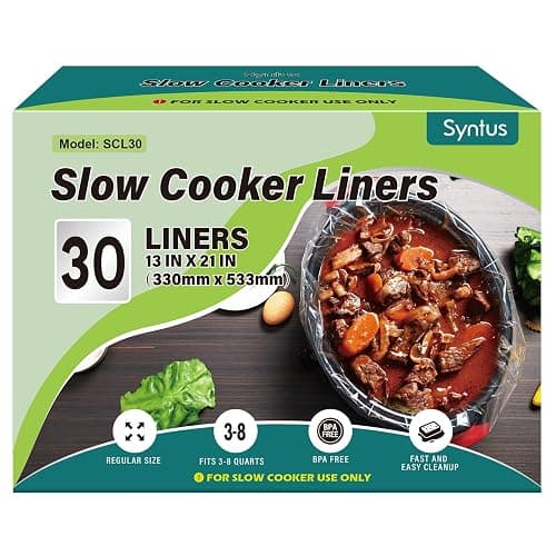 Syntus Slow Cooker Liners, 30 Count Cooking Bags Large Size Disposable Pot Liners Plastic Bags, Fit 3QT to 8QT for Slow Cooker Cooking Trays, 13"x 21", 30 Liners - Image 1