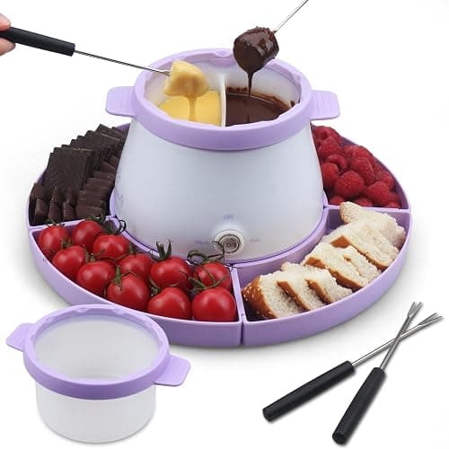 Party Desserts Electric Fondue Pot Set with 2 Pots, Melting Chocolate Warmer for Dipping, Candy & Chocolate Melting Pot, Fondue Pot Electric Set, Fondue Forks Included, 2.5 Cups, Lavender - Image 1