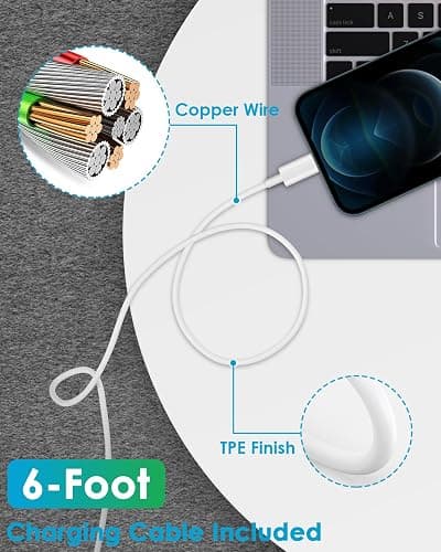 Fast Charger i Phone, 20W USB C Block with 6Ft Cable Compatible with IP 14/14 Pro/14 Plus/14 Pro Max/13/13 Mini/13 Pro/13 Pro Max/12/11/X & More - Block&Cable 1-Pack thumbnail 3