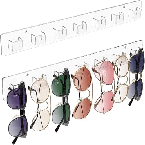 MaxGear Sunglasses Organizer 2 Pack, Wall-Mounted Eyeglasses Holder, Clear Acrylic Display Rack with 14 Slots, Ideal for Home and Office Storage - Image 1