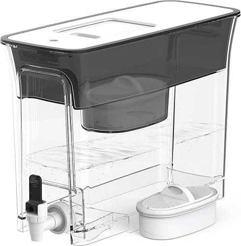 Waterdrop 35-Cup Slim Water Filter Dispenser, Large Capacity Water Filter Pitcher, 200-Gallon Long-Life, 5X Lifetime, Reduces Chlorine, PFOA/PFOS and More, BPA Free, Black (with 1 Filter) - Image 1