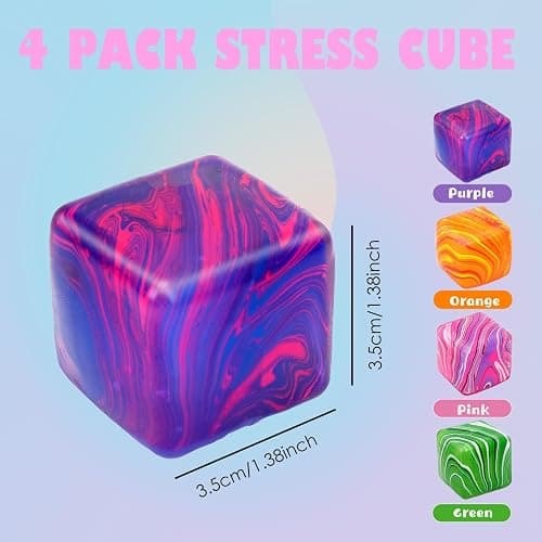 VOMAOK 4 Pack Cube Stress Balls,Slow Rising Squishy Toys for Adults Kids,Sensory Fidget Toy for Stress Relief,Classroom Prizes,Party Favors thumbnail 2