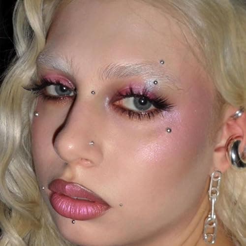 Face Gems Fake Piercings, Fake Lip Ring Fake Nose Ring Fake Eyebrow Piercing Fake Lip Piercing Self-Adhesive Face Sticker Fake Piercing Silver Cool Punk y2k accessories Halloween Makeup For Women Men thumbnail 9