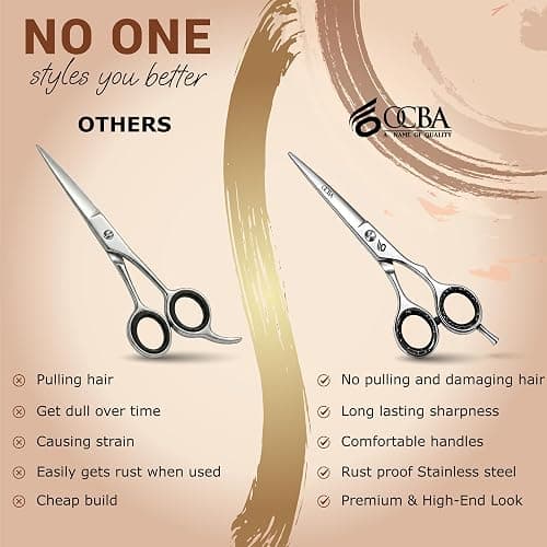 OCBA Professional 6" Hairdressing Scissor Sharp Hair Cutting Scissors for Barbers Hairdressers & Stylists Beard & Haircut Scissors for Men & Women (Classic Scissor) thumbnail 9