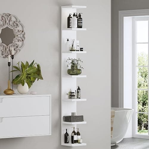 LitaEther Versatile 7 Tier Wall Shelf Unit,White Lack Wall Shelf,Display Floating Shelf with LED Remote Control Light thumbnail 5