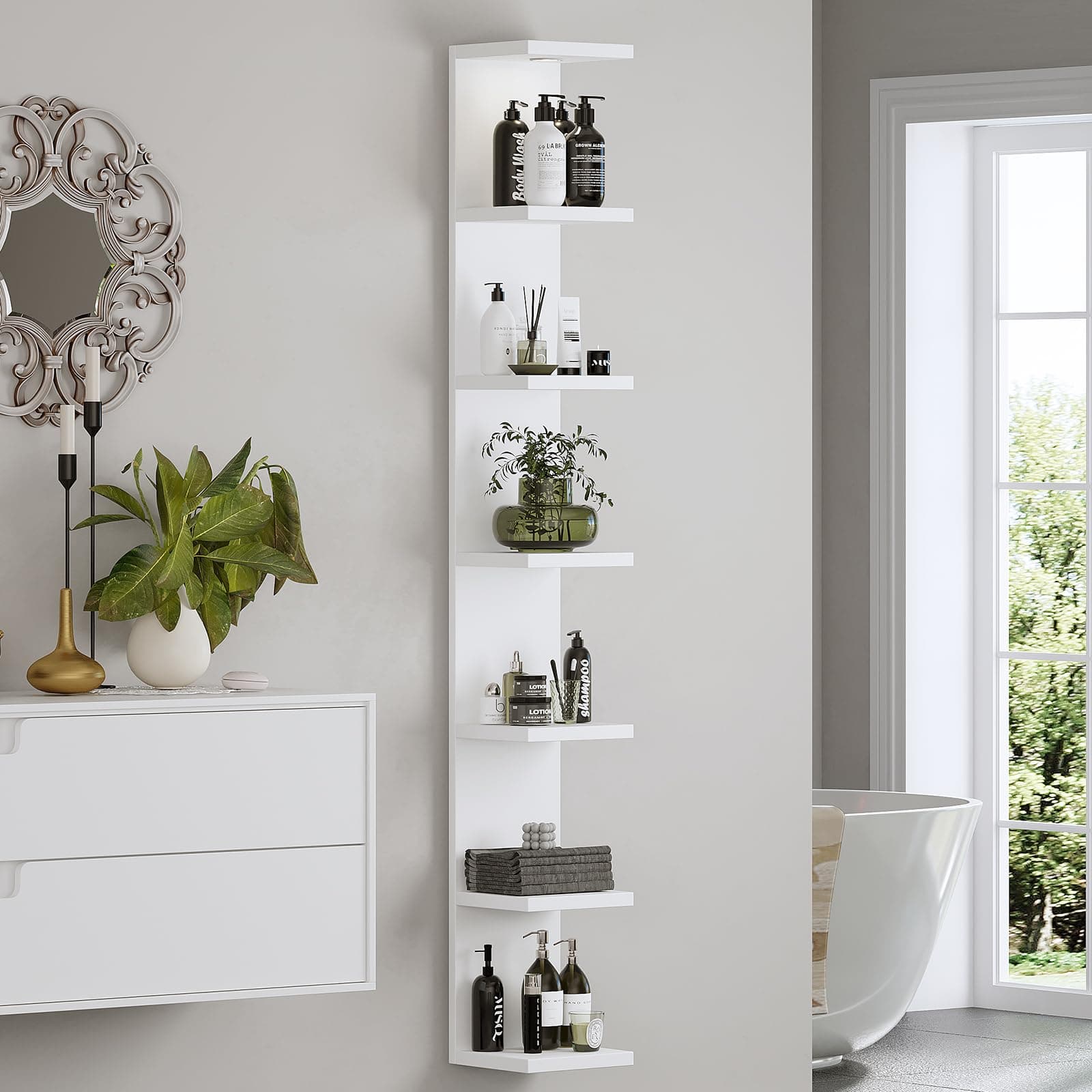 LitaEther Versatile 7 Tier Wall Shelf Unit,White Lack Wall Shelf,Display Floating Shelf with LED Remote Control Light thumbnail 5