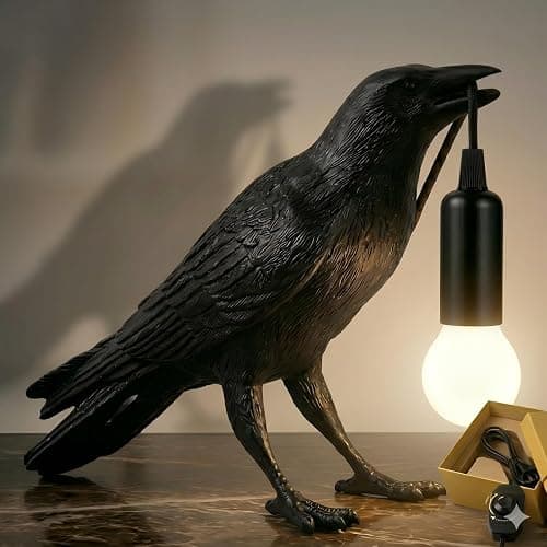 OVANUS Crow Lamp Gothic Decor, Raven Table Lamp with Adjustable Brightness, Dark Academia Aesthetic Night Light for Bedroom, Halloween Black Bird Lamp, Unique Gift - Image 1
