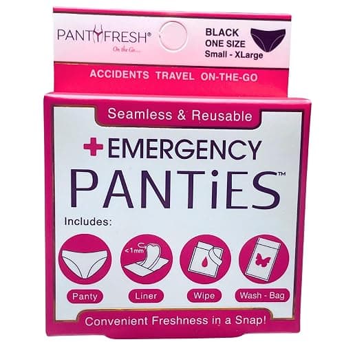 Emergency Panties 4in1 Kit Includes Seamless Bikini Underwear, Fresh Wipe & Liner Accidents Travel On-The-Go Hygiene Toiletry Kit Black Bikini thumbnail 6
