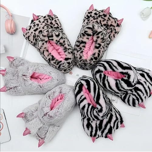 JUTONGCHANG Animal Paw Slippers Plush Warm Home Slippers Bear Slippers for Adults Stuffed Furry Animal Monster Claw Paw thumbnail 4