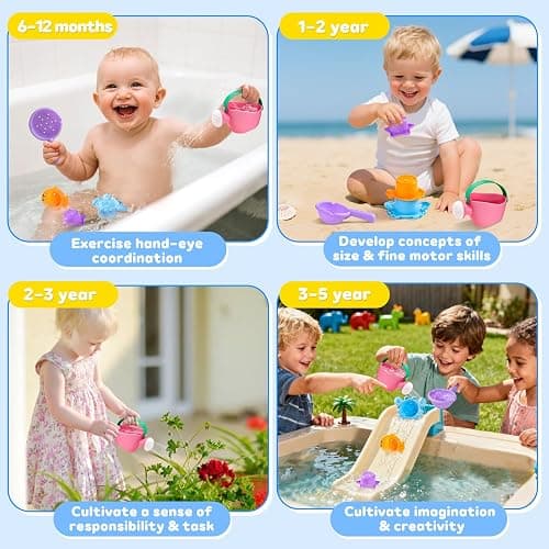 Baby Bath Toys for Kids Ages 1-3 5 PCS Toddler Bath Toys Mold Free for 2-4 Bathtub Sand Beach Pool Water Toddler Toys & Christmas Birthday Gifts (Color Random) thumbnail 7