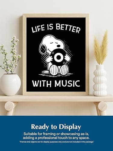 Life Is Better With Music Wall Art – 8x10 Unframed Cartoon Dog Poster – Fun Inspirational Artwork for Bedroom, Living Room, Dorm, Studio, or Office – Motivational Decor and Gift for Musicians & Fans thumbnail 5