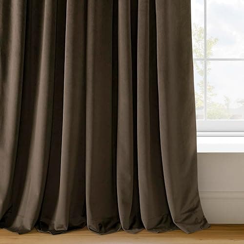HPD Half Price Drapes Signature Velvet Thermal Blackout Curtains for Living Room 108 Inch Long (1 Panel) Rod Pocket Insulated Blackout Curtains for Bedroom Window Curtains, 100W x 108L, Java thumbnail 4