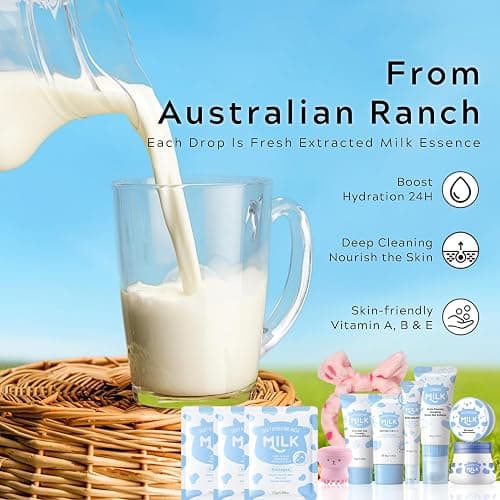 Milk Skincare Sets For Teen Girls 10-12 - Gentle Milk Skin Care for Kids / Girls Ages 8-12 - Skincare for Kids Daily Dryness Protection, Moisturizing, Cleaning, Nourishing, Christmas Gifts 11pcs thumbnail 2