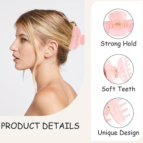 Vovii 4Pcs Acrylic Claw Clips for Women Hair Accessories, Medium Sized Cute Trendy Claw Clips for Thick Thin Hair (Yellow, Pink) thumbnail 3