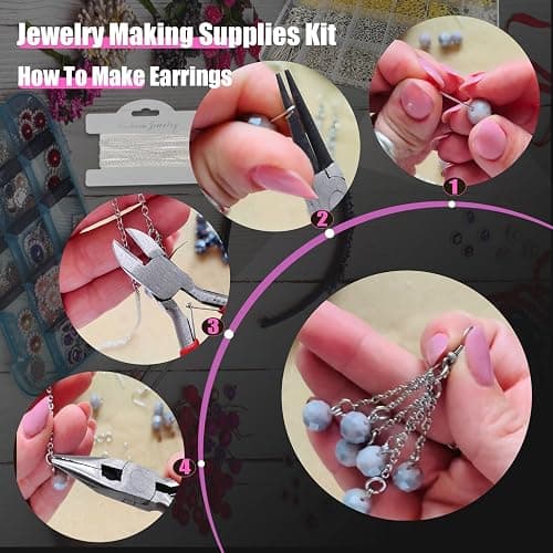MONVICT Jewelry Making Supplies Kit with Jewelry Making Tools, Findings, Necklace Chain, Jewelry Wires, Adjustable Magnifier, Carry Bag, Meet All The Needs of Jewelry Making, Repair, Beading thumbnail 7